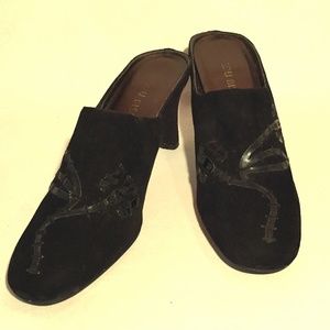 Suede and Leather Bisou Bisou Slip on Mules